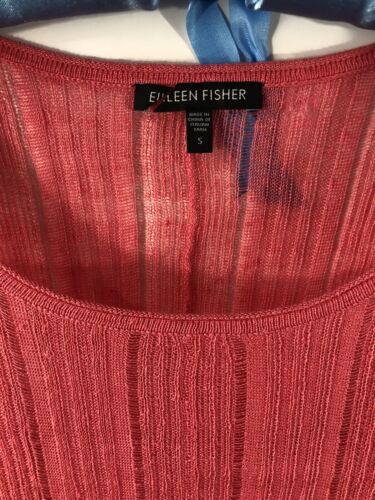 Eileen Fisher Deep Pink/Coral Sheer Tank S Linen Silk Blend - Picture 2 of 5