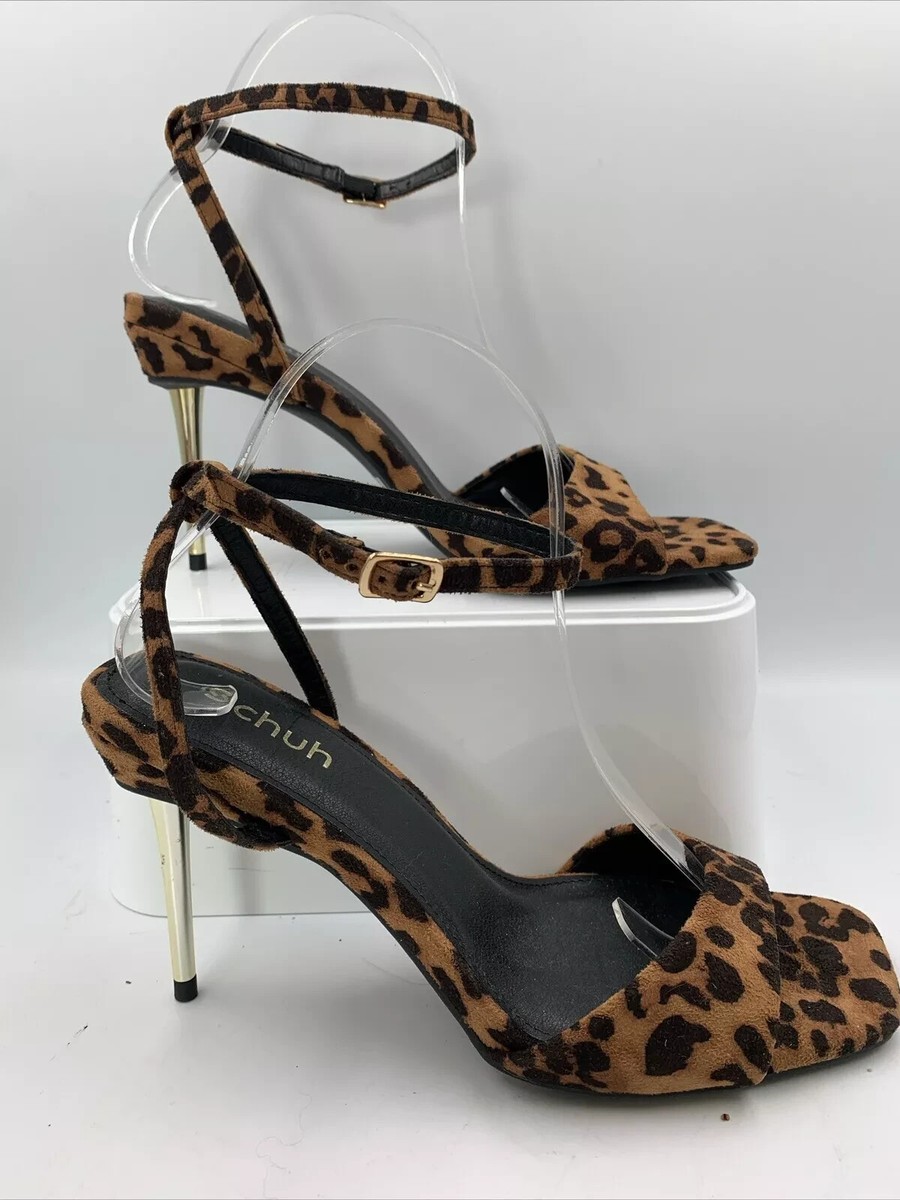 Schuh Leopard Print Strappy Ankle New! Size Eu39
