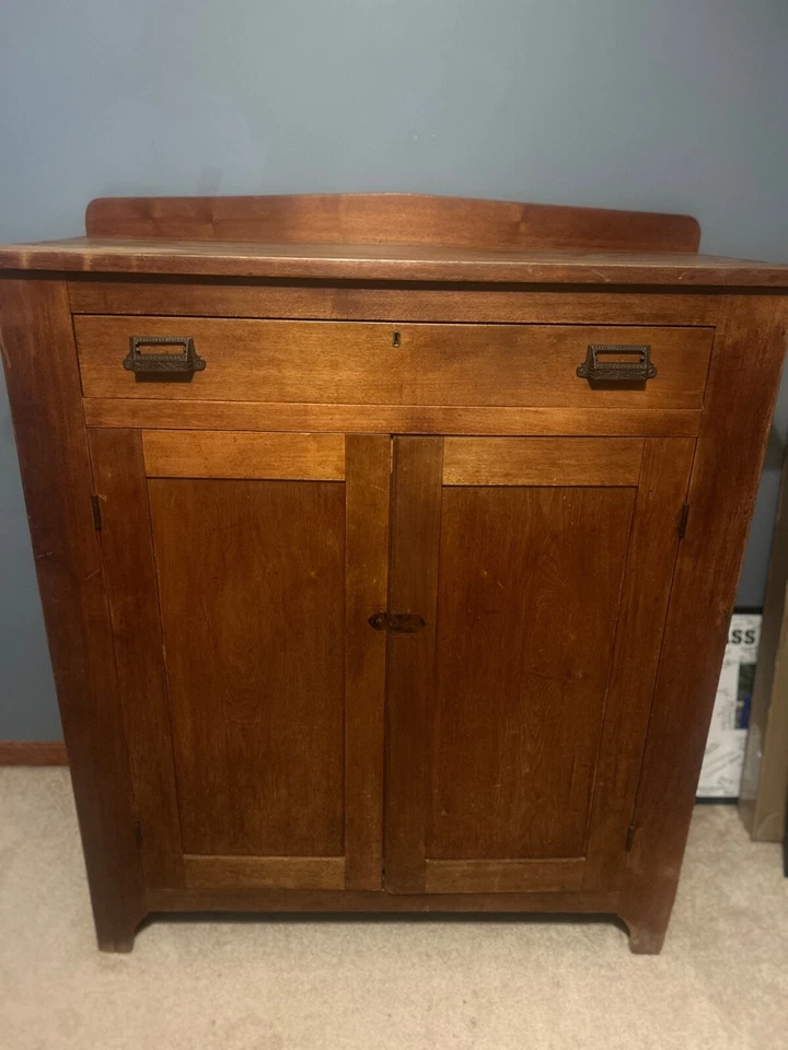 HERMOSO gabinete antiguo primitivo de gelatina de nogal macizo Philadelphia Foto 4 de 4