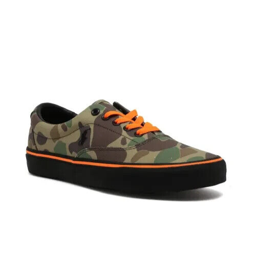 POLO RALPH LAUREN Uomo Taglia 10 Keaton Pony Camo Casual Sneaker Mimetico Arancione NUOVO