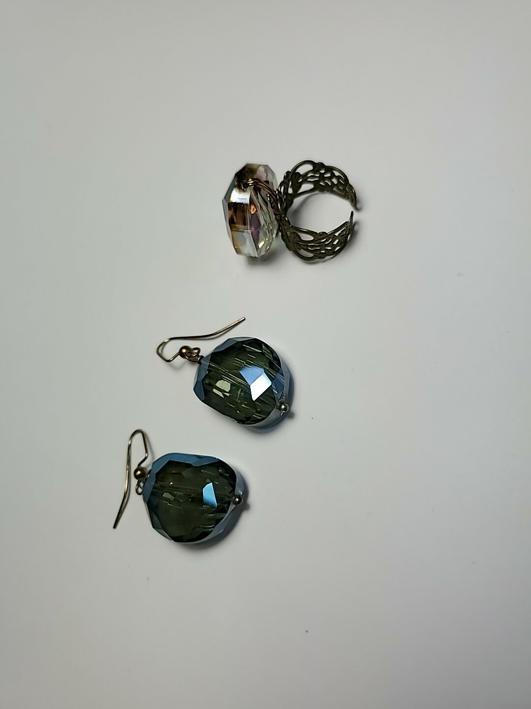 Antique Multiple Colored Earrings / Ring Fashion … - image 9