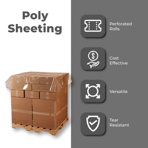 36 x 36 Poly Sheeting, Pallet Top Sheets, Clear 1.5 Mil 800/Roll