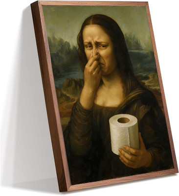 Funny Mona Lisa Bathroom Art Holding Her Nose, Mona Lisa Poster, Pinching Nose W