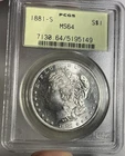 1881-S MORGAN SILVER DOLLAR GRADED PCGS MS64 OGH OLD HOLDER