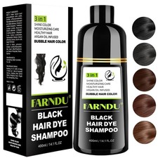 Farndu Black Hair Dye Shampoo for Women Men, Gray Hair Coverage Herbal Natur...
