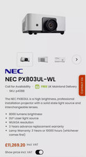 NEC PX803UL DLP 4K 8000 Lumen Laser Projector with NEC NP18ZL lens