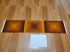 RARE Vtg Mid Century Verner Panton Mira-X golden brn Triple square Scrap fabric!