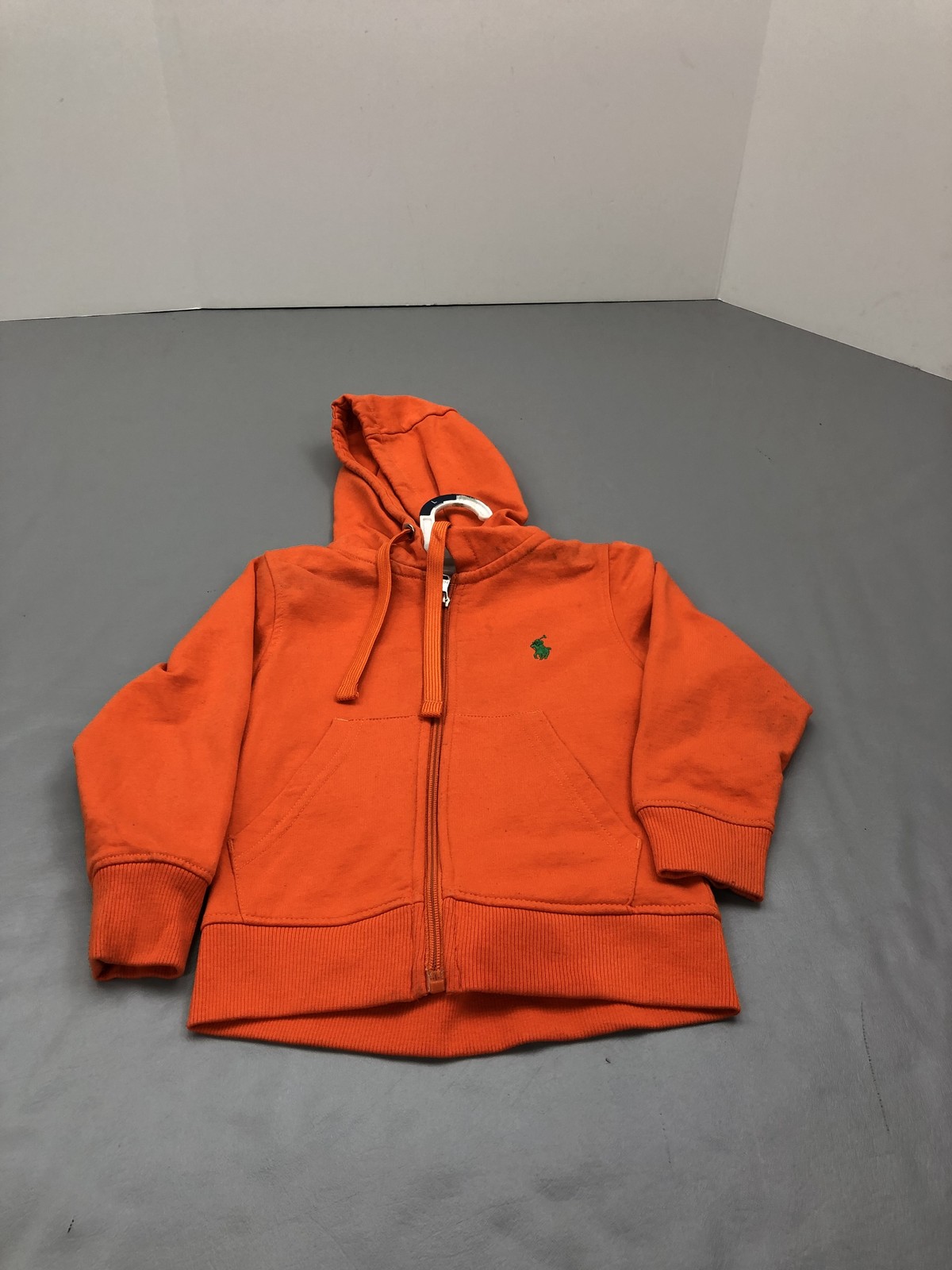 Felpa Ralph Lauren con cappuccio ragazzo XS arancione full zip verde pony logo con cappuccio