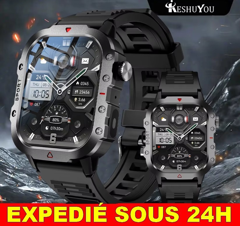 Montre connectée sport écran HD homme pour ne plus manquer d'éclairage en camping sauvage