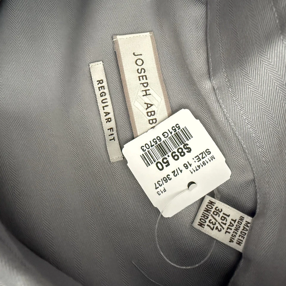 Camisa de vestir Joseph Abboud para hombre 16,5 - 36/37 ajuste regular gris 100 % algodón extendido Foto 2 de 4