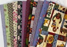 Vintage Cotton Fabric Bundle Set of 12 Quilting Sewing Craft Remnants