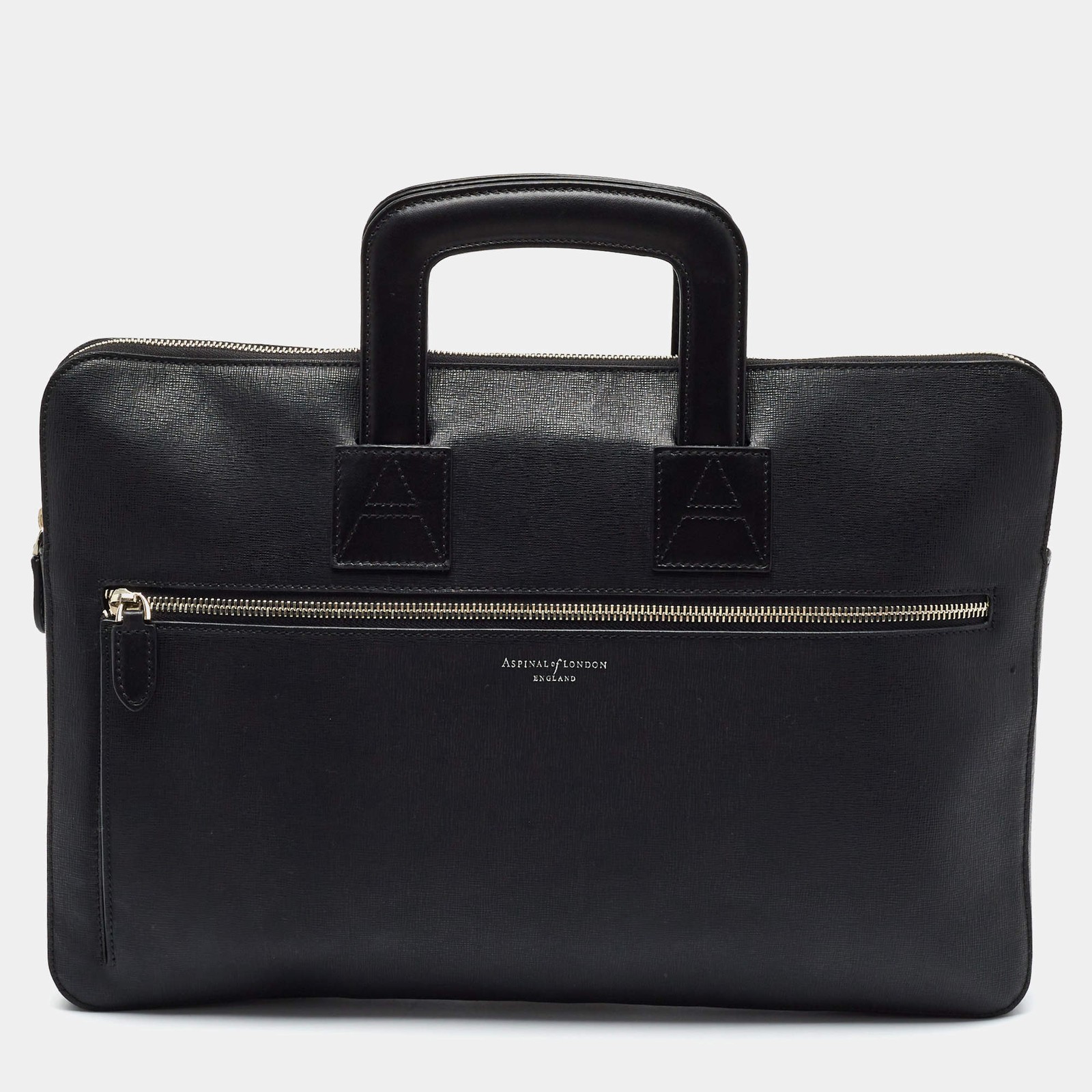 Aspinal of London Connaught Black Leather Document Briefcase