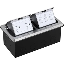 Dual Soft Pop-Up Floor Outlet 2 Electrical Outlets 3 USB WEBANG Brushed Nickel