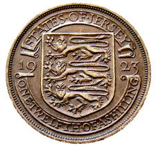 JERSEY King GEORGE V 1923 1/12 SHILLING Coat of Arms Bronze km# 14