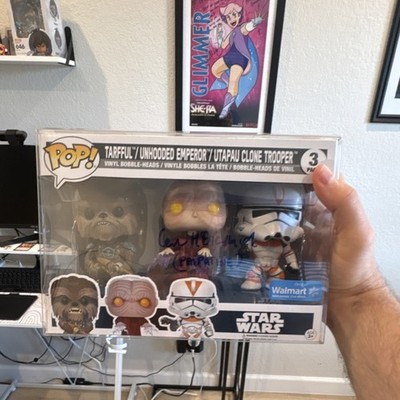 Funko Pop! Star Wars Tarfful, Unhooded Emperor, Utapau Clone 3-Pack Autographed