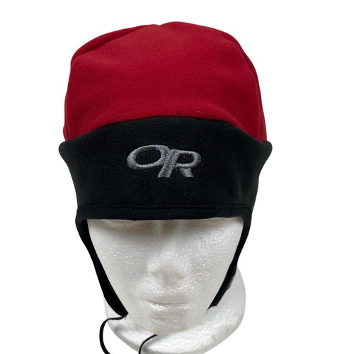 Outdoor Research Red & Black Windstopper Fleece Peruvian Hat Ear Flaps Size M - Picture 2 of 14