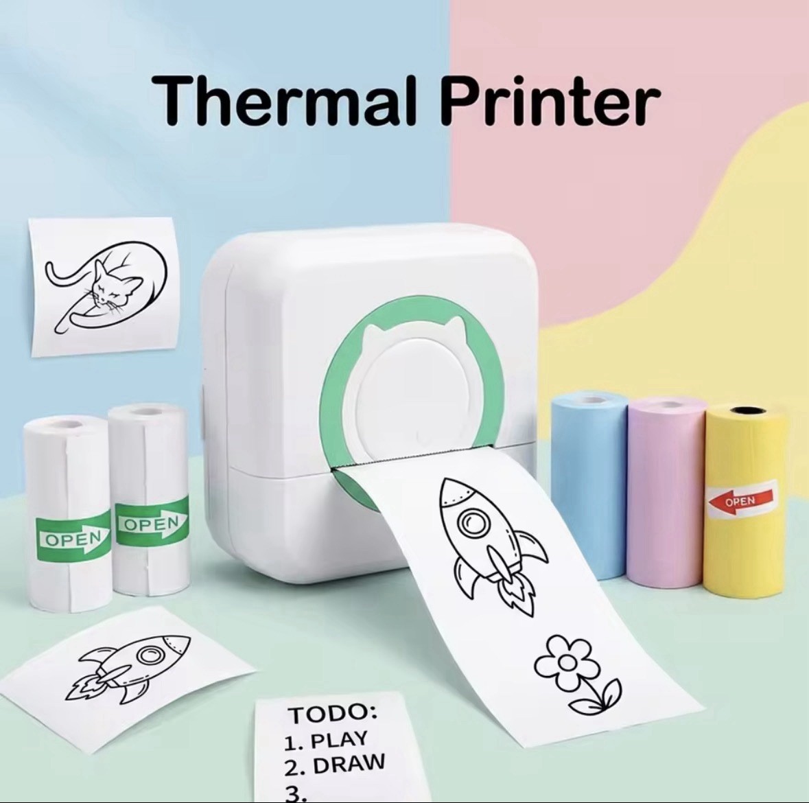 Mini Pocket Bluetooth Thermal Printer Compatible Android iOS Smartphone