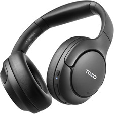 TOZO HT2 Hybrid Active Noise Cancelling Headphones, Wireless Over Ear Black