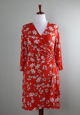 CALVIN KLEIN NWT $99 Slinky Stretch Floral Faux Wrap Surplice Dress Size Large