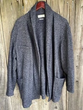 Isabel Marant Etoile Gray Wool Blend Knitted Open Coat Cardigan Sweater Size 36