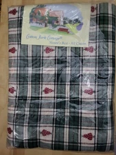 NEW HEAVY Cotton Park Cottage Christmas TREE Plaid Tablecloth (Oblong 60"x84")