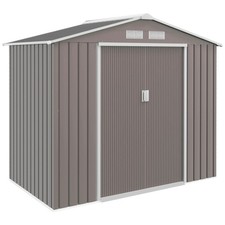 Outsunny 7 x 4ft Garden Shed Storage with Foundation Kit and Vents, Grey