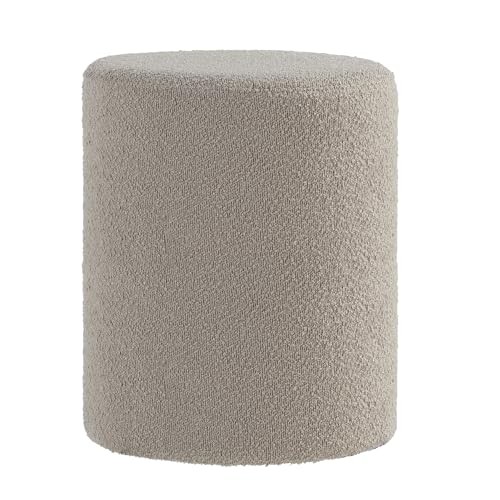 Modern Round Ottoman with Soft Padded Seat – Multifunctional Vanity Taupe - Picture 1 of 6