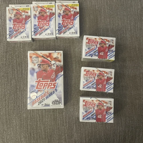 2021 Topps Baseball MLB Series 1 Lot - (1) Hobby Box, (3) Hangers, (3) Blasters