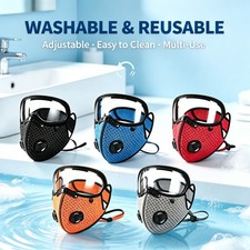 NEW Washable Reusable Carbon Filter Dust Mask Adjustable Goggles 5 Layer Carbon