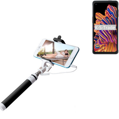 Selfie Stick für Samsung Galaxy XCover Pro m. Kabel schwarz Monopod Selfiestick