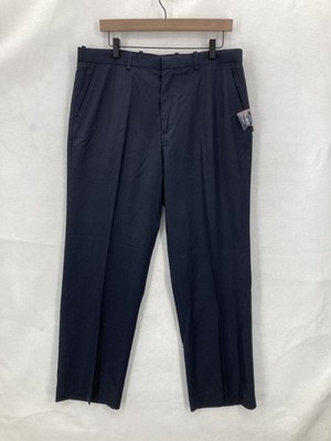 Perry Ellis Pants Mens 34x30 Navy Pinstripe Classic Fit Flat Front Dress Career