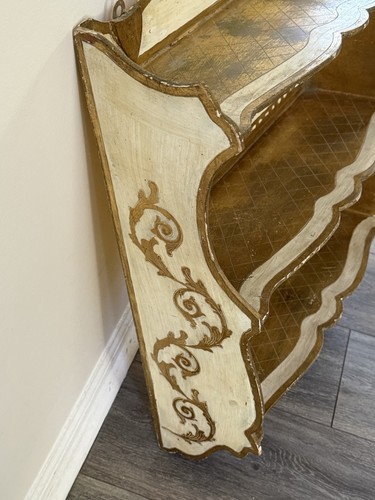 Italian Florentine Wood Wall Shelf Gilded Gold Guilt Vintage Handcrafted Italy - Picture 9 of 13