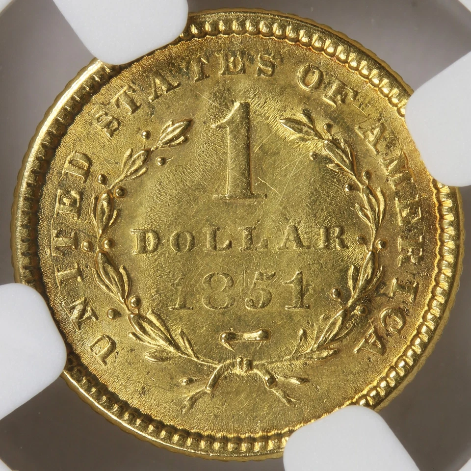 1851 G$1 Gold Dollar NGC UNC Details - Bent, Cleaned - Image 4 of 4