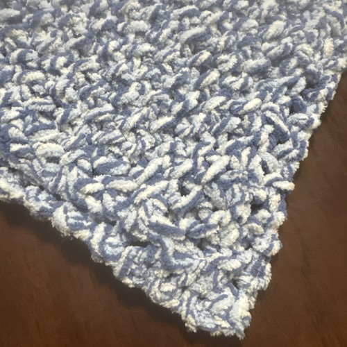 Soft Handmade Crochet Baby Blanket Wheelchair Lap Afghan Variegated Blue 42"x42" - Picture 3 of 7