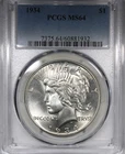 1934 Peace Dollar PCGS MS64 Flashy Better Date $1