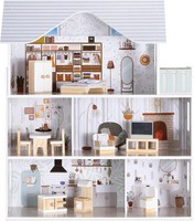 Navaris Large Wooden Dollhouse Victorian Style with 11 Furniture Pieces