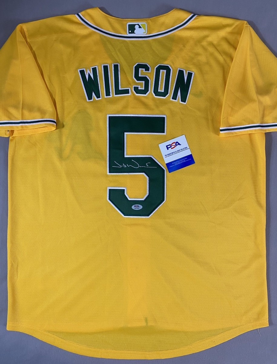 ATHLETICS- JACOB WILSON AUTOGRAPH YELLOW #5 NIKE JERSEY PSA