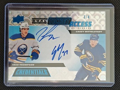 2022-23 UD Dual Ticket Access Auto Tage Thompson, Casey Mittelstadt Blue 3/4  