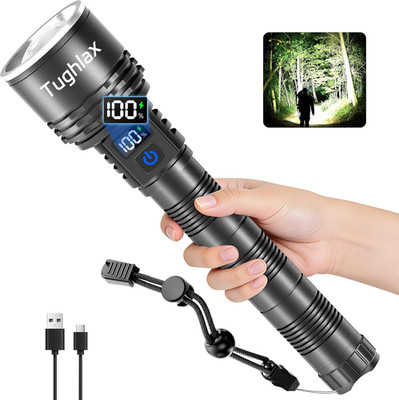 Rechargeable Flashlights High Lumens, 90,000 Lumens Super Bright LED Flashlight 