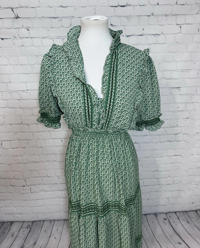 Maxi vestido boho verde con capas mediano Max Edition para mujer Foto 2 de 4
