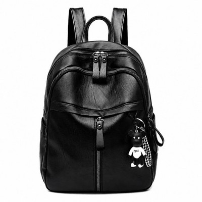 Luxury Waterproof Women s Leather Black Backpack