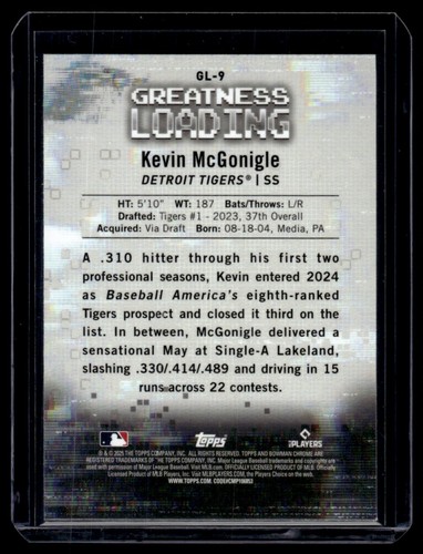KEVIN MCGONIGLE 2025 BOWMAN CHROME #GL9 - Picture 2 of 2
