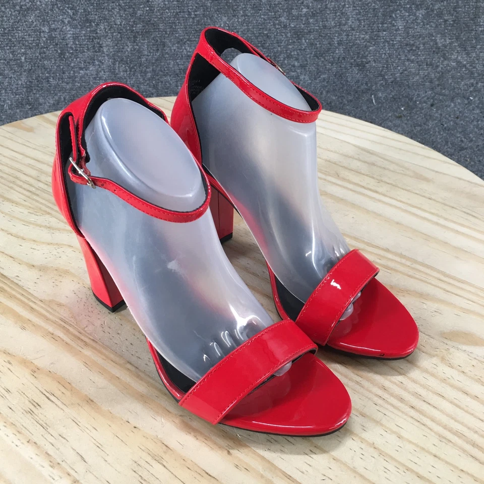 Sandalias Madden Girl para mujer 5,5 M Beella correas al tobillo rojas imitación cuero tacones NUEVAS Foto 3 de 4