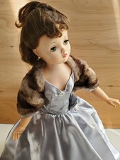 Vintage Madame Alexander CISSY Doll in Blue Silver Gown and Fur Shawl