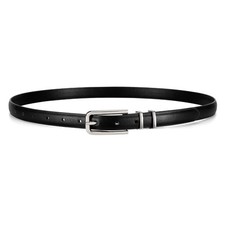 Women's Skinny PU Leather Belt Thin Waist Belt with Silver Buckle for Jeans P...