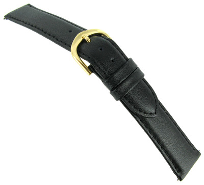 18mm Speidel Express Stitched Genuine Calfskin Black Watch Band EZ Pin TX48318BK
