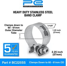 2.25 Inch Exhaust Band Clamp 57mm Heavy Duty 60-61mm Stainless Steel Clamp 2.25 Inch Exhaust Band Clamp 57mm Heavy Duty 60-61mm Stainless Steel Clamp
