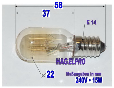 2 x Backofenlampe 240V 15W - Mikrowellenlampe - E14 Fassung - Lampe     05-08-01