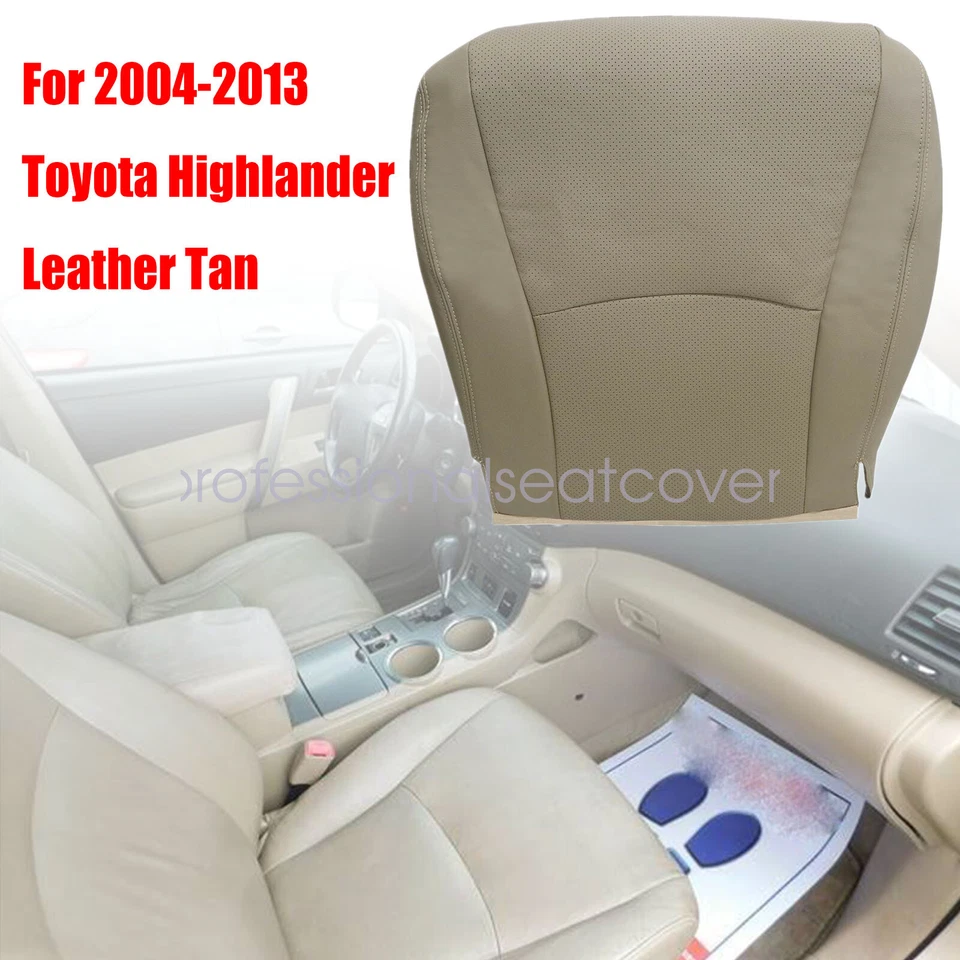 2004 2005 2006 2007 For Toyota Highlander Driver Bottom Leather Seat Cover Tan - Image 2 of 4