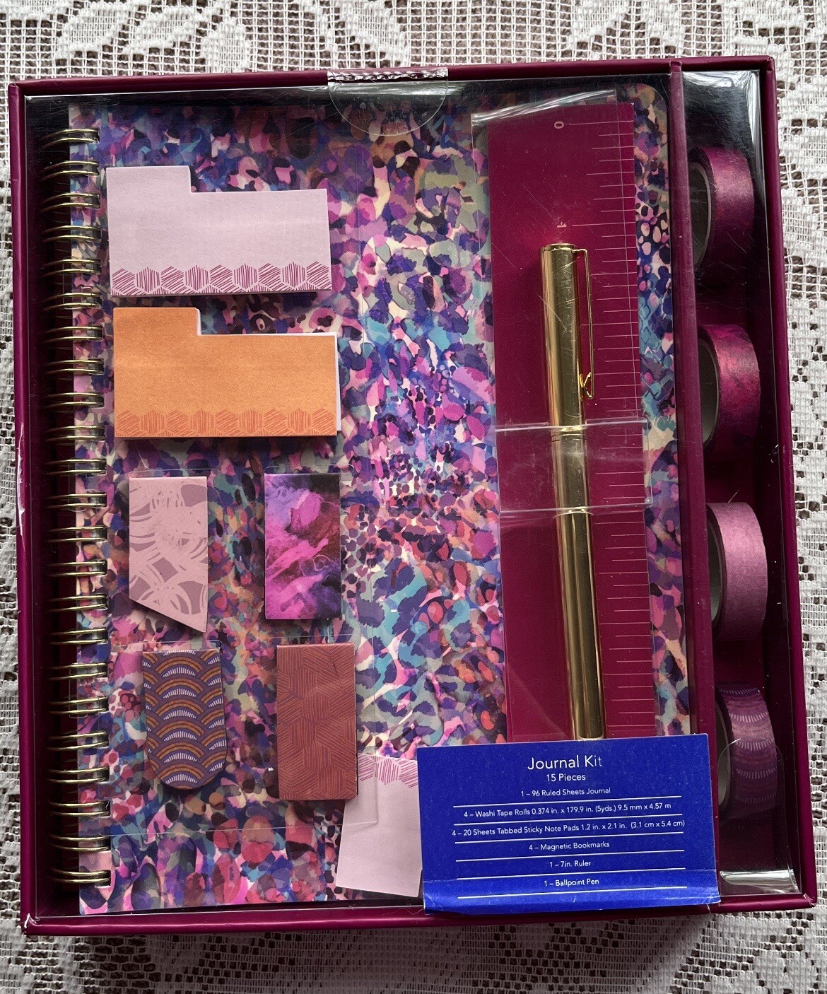 Bullet Journal Set with Washi Tape Sticky Notes Ruler Bookmark Pen  -image